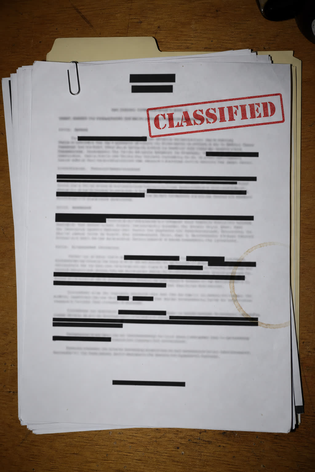 A stack of classified documents